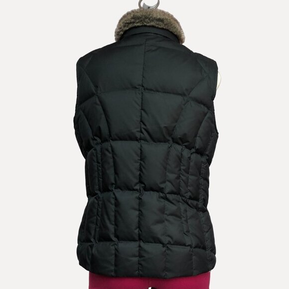 EDDIE Bauer Quilted Goose Down Vest With Fur Collar Size Medium - Picture 3 of 12